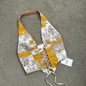Miaou Mara Corset Tank Top in Citron Toille print XS NWT